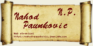 Nahod Paunković vizit kartica